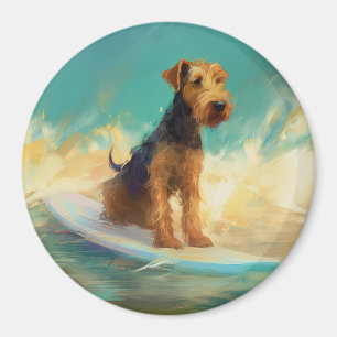 Airedale Beach Surfing Painting Magnet