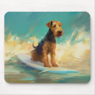 Airedale Beach Surfing Painting  Mouse Pad