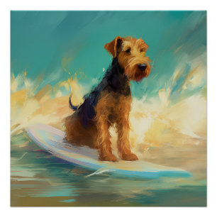 Airedale Beach Surfing Painting  Poster