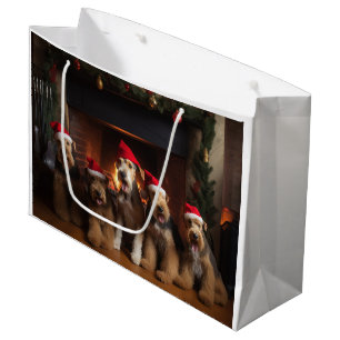 Airedale by the Fireplace Christmas Large Gift Bag