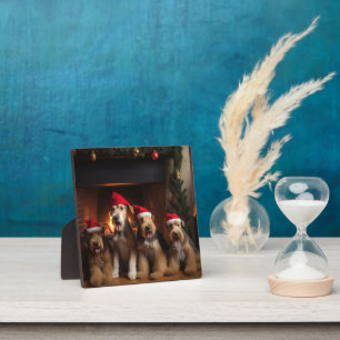 Airedale by the Fireplace Christmas  Plaque