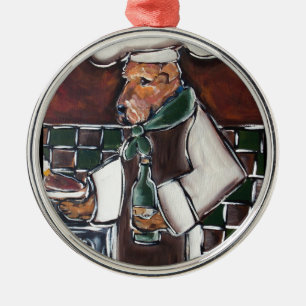 Airedale Chef Metal Ornament