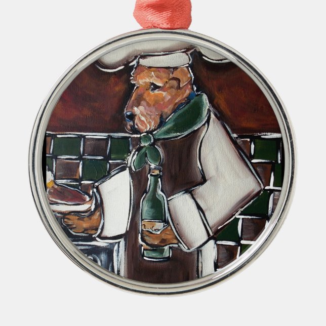 Airedale Chef Metal Ornament (Front)
