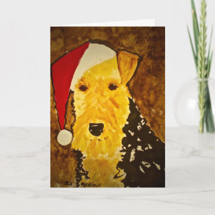 Airedale Christmas Card: "Santa Paws" Holiday Card