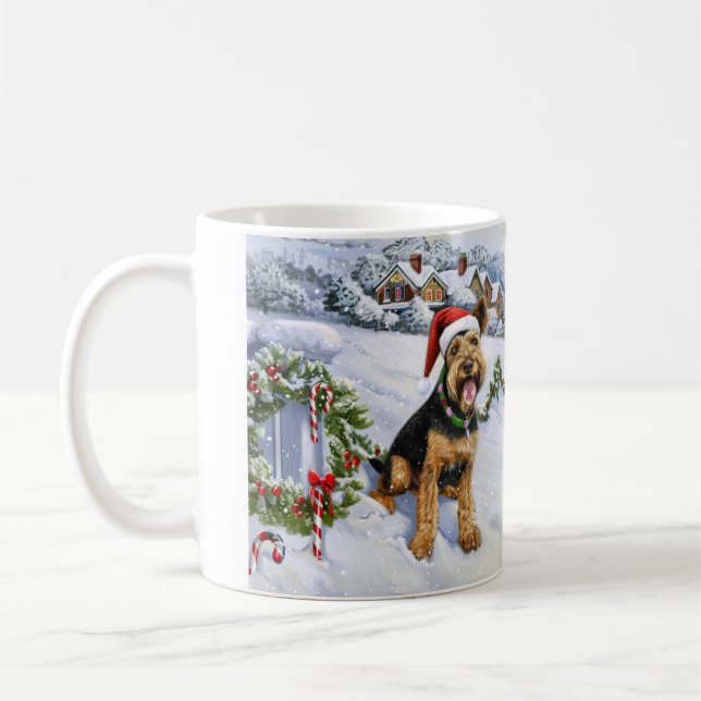 Airedale Christmas Coffee Mug (Left)