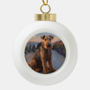 Airedale Christmas Cruise: Pawsome Holiday Delight Ceramic Ball Christmas Ornament