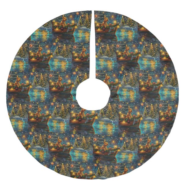 Airedale Christmas Festive Voyage Brushed Polyester Tree Skirt (Front)