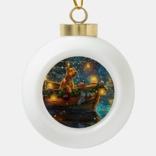 Airedale Christmas Festive Voyage Ceramic Ball Christmas Ornament