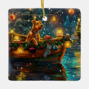 Airedale Christmas Festive Voyage Ceramic Ornament