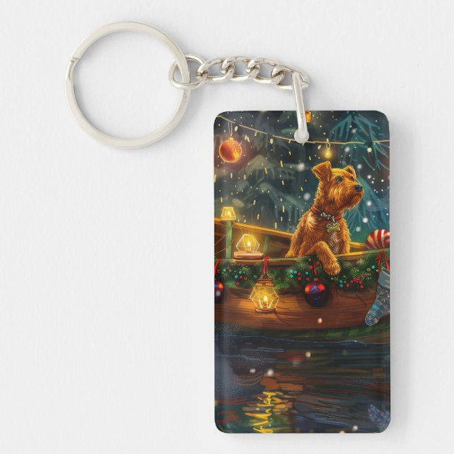Airedale Christmas Festive Voyage Key Ring (Front)