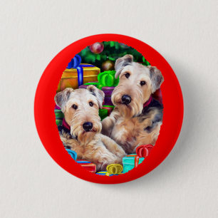 Airedale Christmas Open Now 6 Cm Round Badge