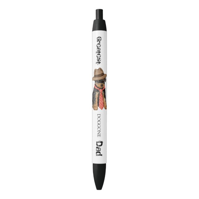Airedale Dad Black Ink Pen (Front Vertical)