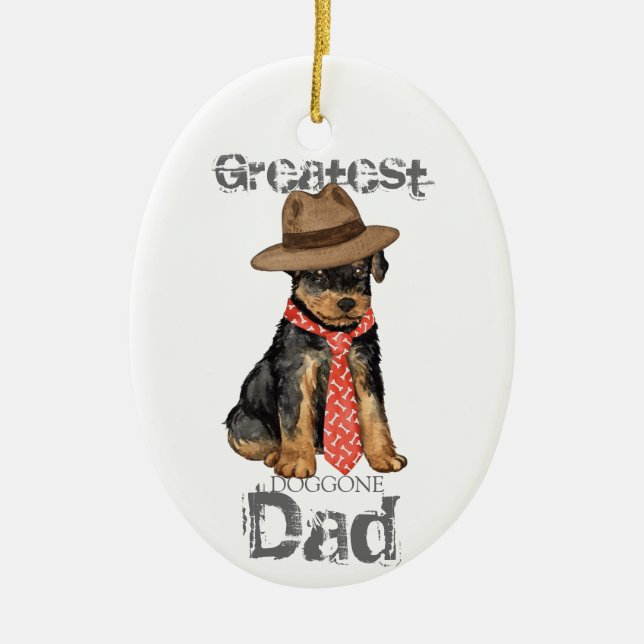 Airedale Dad Ceramic Ornament (Front)
