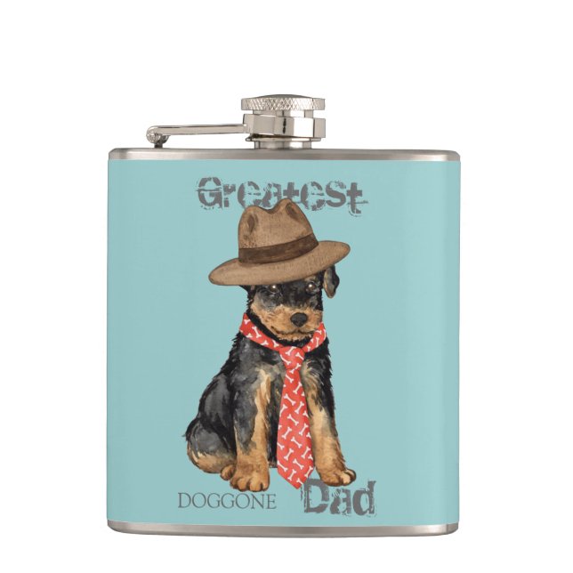 Airedale Dad Hip Flask (Front)