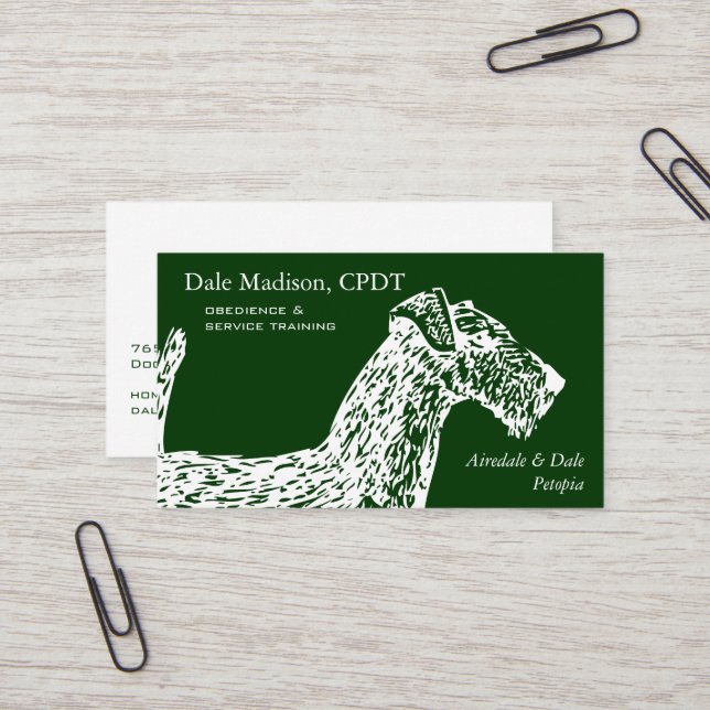 Airedale Dog Business Card (Front/Back In Situ)