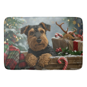 Airedale Dog Christmas Festive  Bath Mat