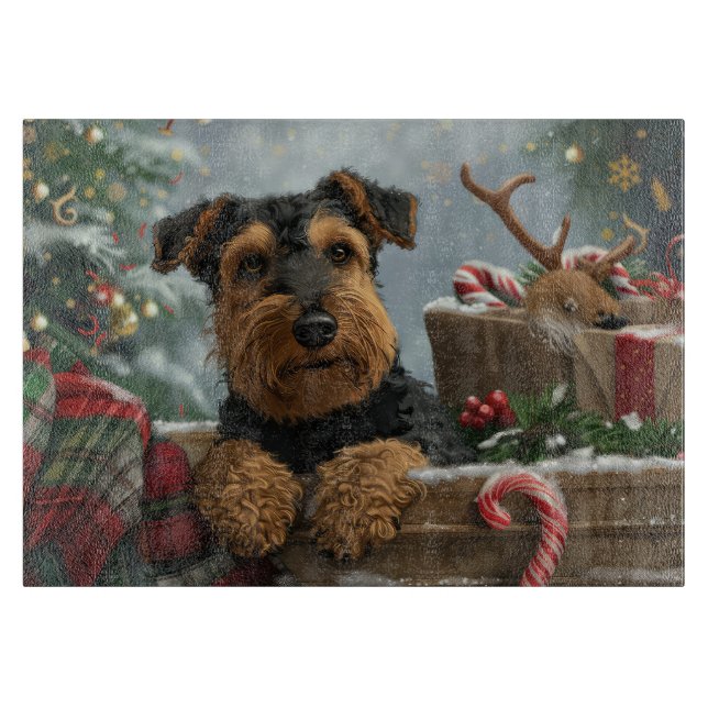 Airedale Dog Christmas Festive  Cutting Board (Front)