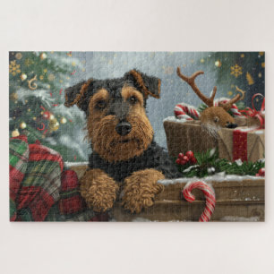 Airedale Dog Christmas Festive Jigsaw Puzzle