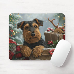 Airedale Dog Christmas Festive Mouse Pad