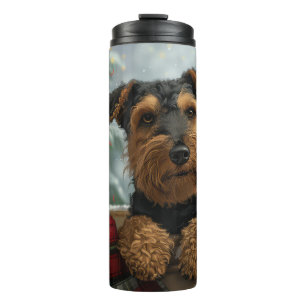 Airedale Dog Christmas Festive Thermal Tumbler