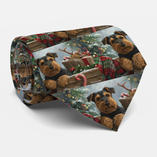 Airedale Dog Christmas Festive Tie