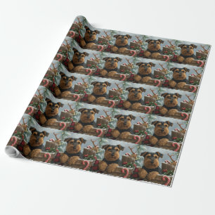 Airedale Dog Christmas Festive  Wrapping Paper