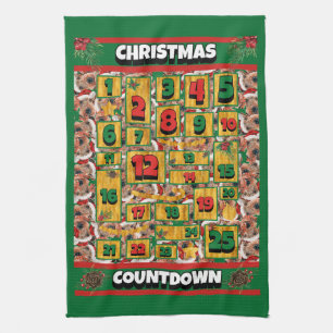 Airedale Dog Countdown Christmas Advent Calendar  Tea Towel