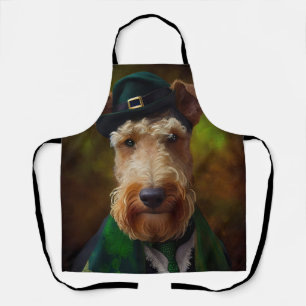 airedale dog in St. Patrick's Day Apron
