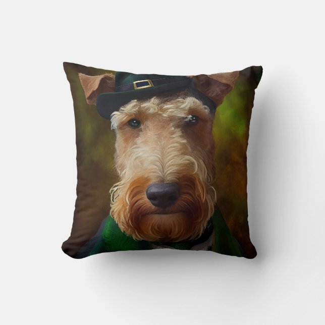 airedale dog in St. Patrick's Day Cushion (Front)
