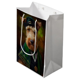 airedale dog in St. Patrick's Day Medium Gift Bag