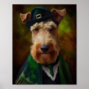 airedale dog in St. Patrick's Day Poster