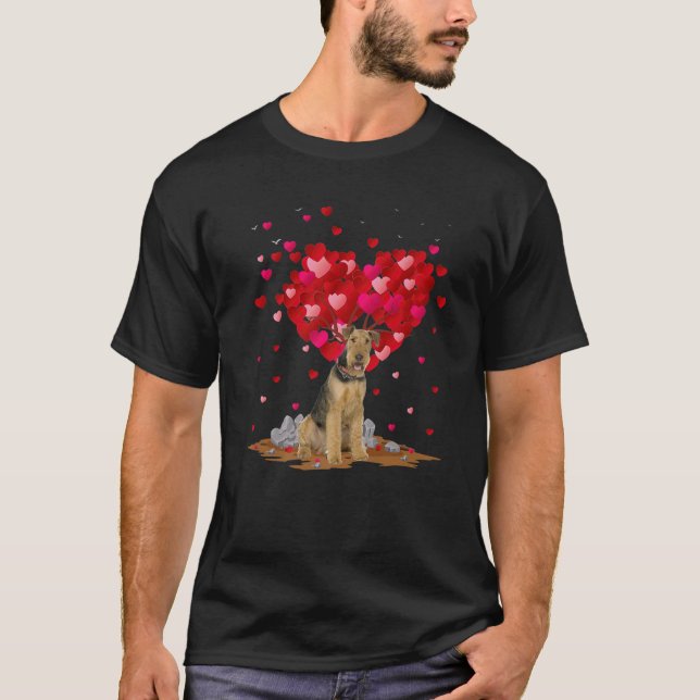 Airedale Dog Lover Heart Shape Airedale Valentine' T-Shirt (Front)
