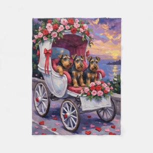 Airedale Dog Valentine's Day Fleece Blanket