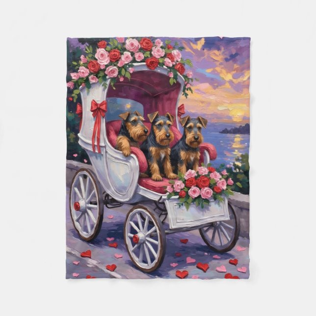 Airedale Dog Valentine's Day  Fleece Blanket (Front)