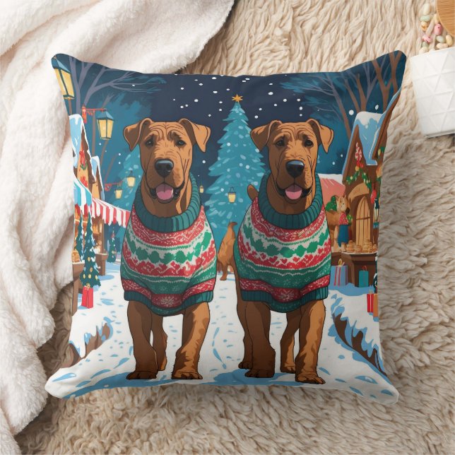 Airedale Dogs Christmas Snow Holiday Cushion (Blanket)