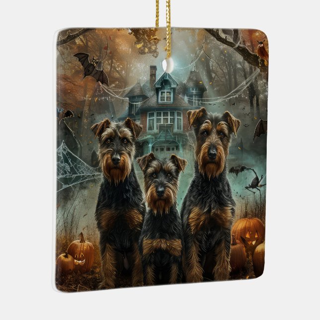 Airedale Halloween Night Doggy Delight Ceramic Ornament (Right)