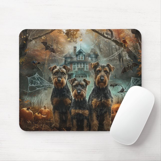 Airedale Halloween Night Doggy Delight Mouse Pad (With Mouse)