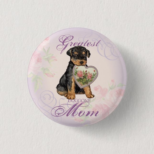 Airedale Heart Mum 3 Cm Round Badge (Front)