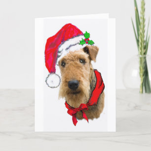Airedale In Santa Hat Holiday Card