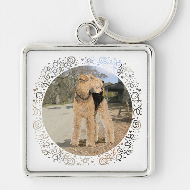 Airedale in the Stable Yard Key Ring (Front)