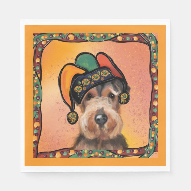 AIREDALE MARDI GRAS NAPKIN (Front)