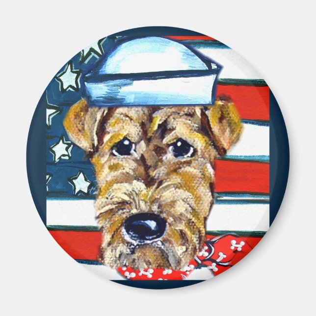 Airedale Navy Magnet (Front)