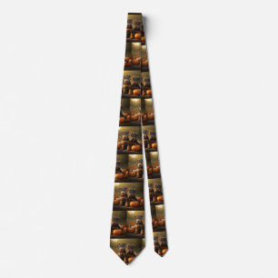 Airedale Puppy Autumn Delight Pumpkin Tie