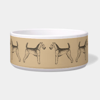 Airedale Sketch Custom Ceramic Pet Bowl