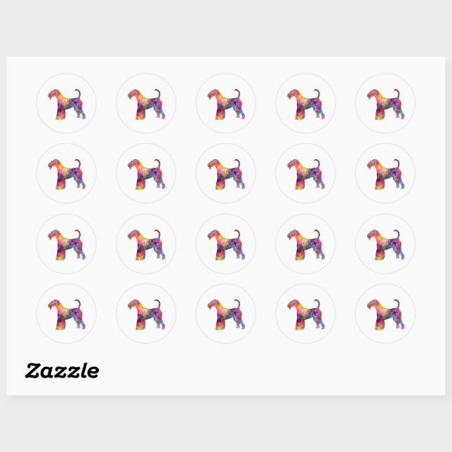 Airedale Terrier 01 in watercolor 2 Classic Round Sticker (Sheet)