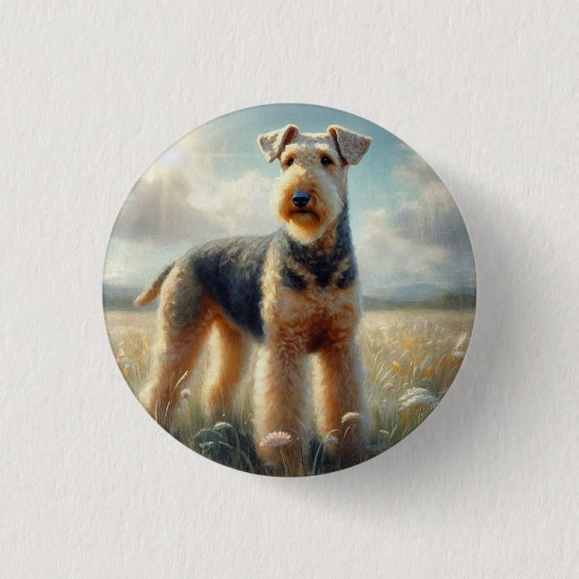 Airedale Terrier 3 Cm Round Badge (Front)