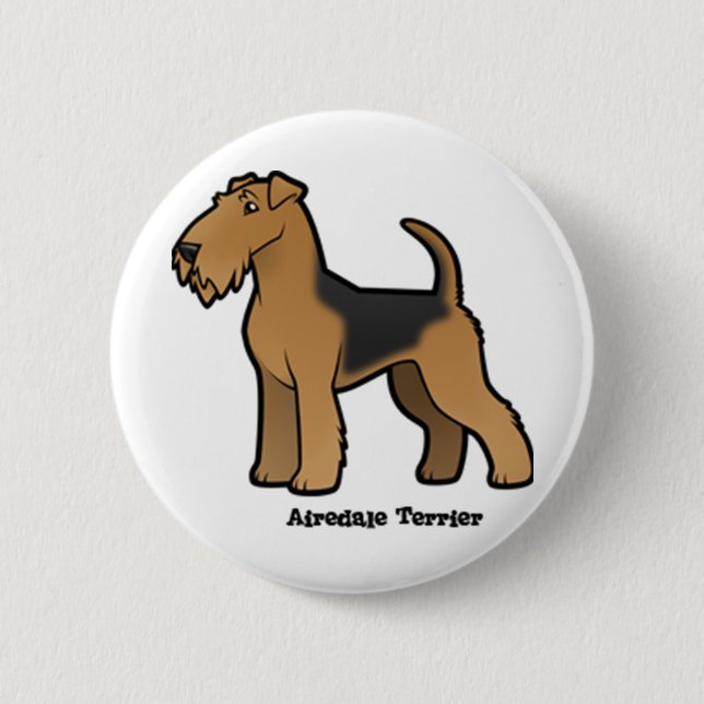 airedale terrier 6 cm round badge (Front)