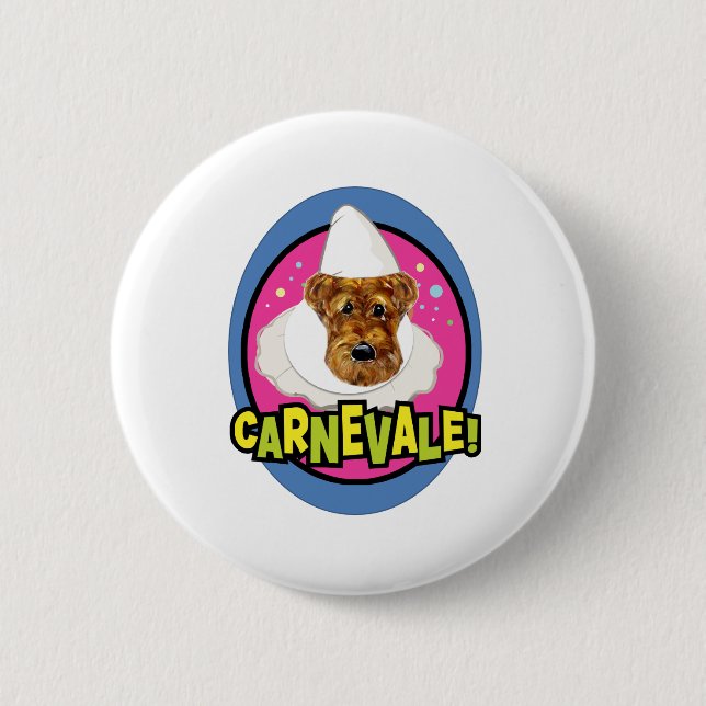AIREDALE TERRIER 6 CM ROUND BADGE (Front)