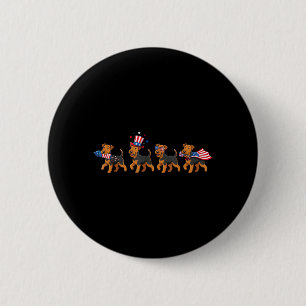 Airedale Terrier Aamerican Usa Flag Memorial Day 6 Cm Round Badge