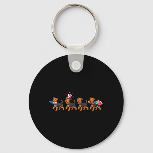 Airedale Terrier Aamerican Usa Flag Memorial Day Key Ring